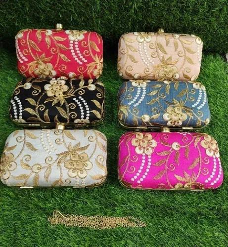 Bridal Velvet Indian Embroidered Clutch Purse