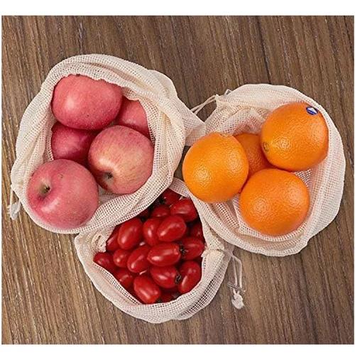 Zero-Waste Organic Cotton Mesh & Muslin Drawstring Produce Bags