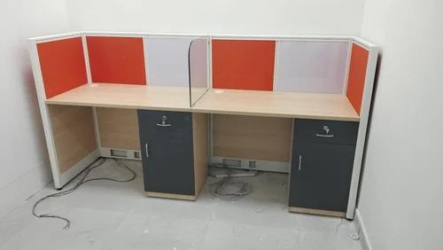 2-Seater Linear Modular Office Workstation with Privacy Screen