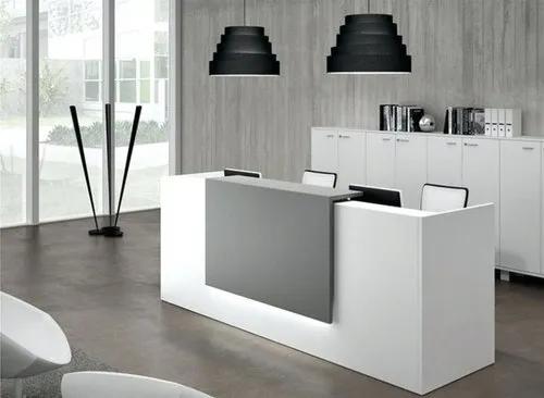 Curved High-Gloss Front Office Reception Table Desk